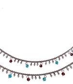 Red silver plated anklets