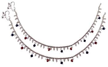 Red silver plated anklets 1