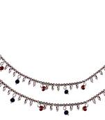 Red silver plated anklets