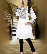 White and Black Embroidered Fancy Kurtis