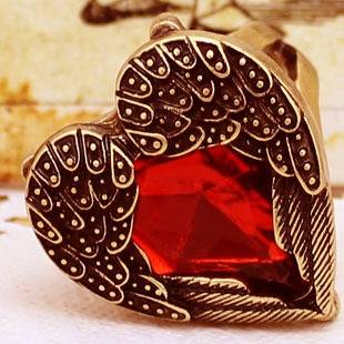 Red Rhinestone Heart Ring 1