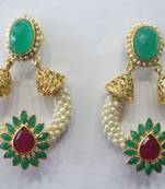 Antique Hangings With Green Red N White Pearls