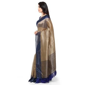 Beige Printed Art Silk Saree With Blouse 2