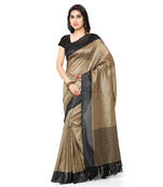 Beige Printed Art Silk Saree With Blouse