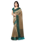 Beige Printed Art Silk Saree With Blouse