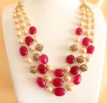 Royal Semiprecious Stone Multilayer Necklace Set 1