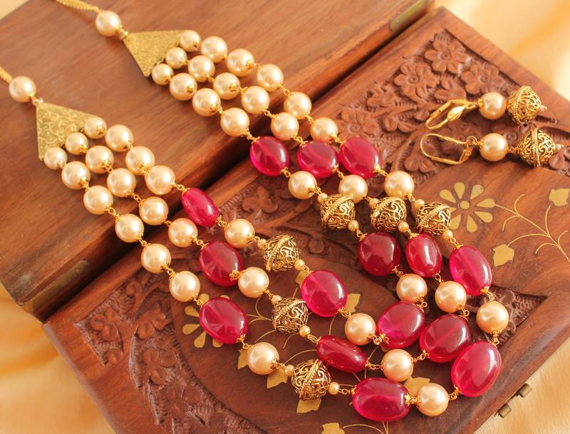 Royal Semiprecious Stone Multilayer Necklace Set