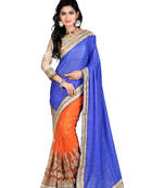 Blue embroidered georgette saree with blouse