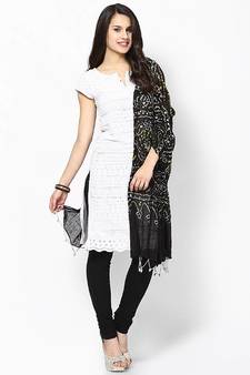 Full Black Cotton Bandhej Dupatta