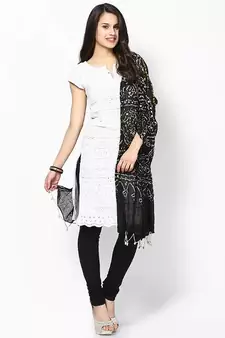 Full Black Cotton Bandhej Dupatta