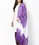 Purple White Cotton Bandhni Dupatta