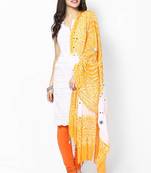Nice Yellow White Cotton Bandhej Dupatta
