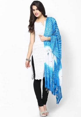 Beautiful Blue White Cotton Bandhni Dupatta 1