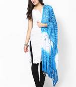 Beautiful Blue White Cotton Bandhni Dupatta