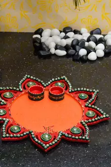 eCraftIndia Papier Mache Decorative Pooja Thali