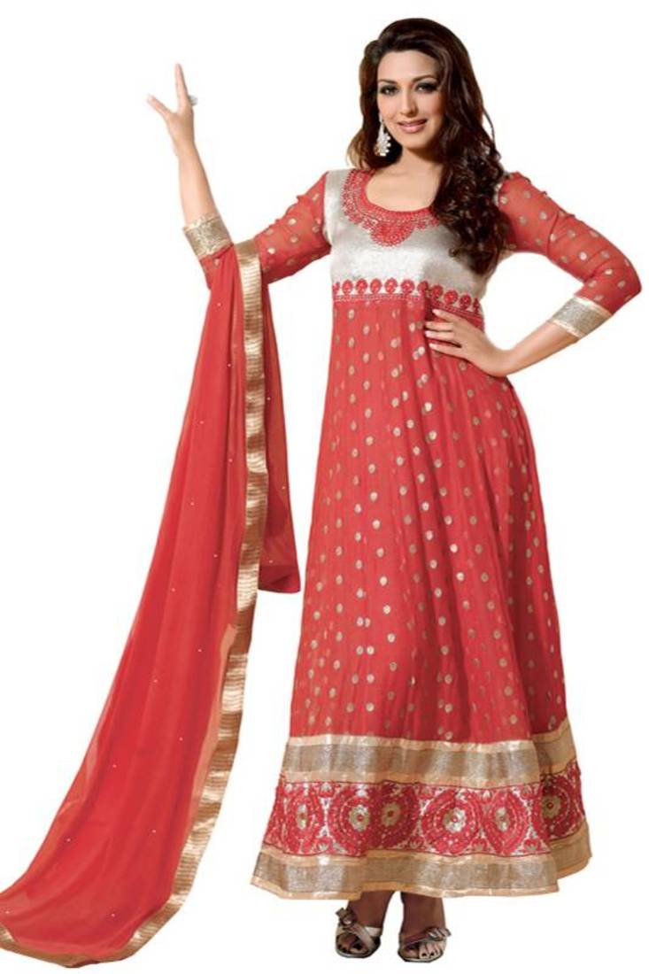 Sonali Bendre Designer Light Salmon Anarkali Suit