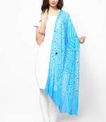 Stunning Blue Cotton Bandhej Dupatta with hand work