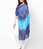 Shaded Blue Cotton Bandhej Dupatta