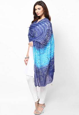 Shaded Blue Cotton Bandhej Dupatta 1