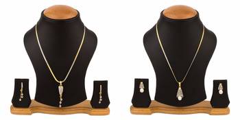 combo of two american diamond pendant sets / necklace sets with single chain for women & girls 1