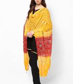 Red Yellow Cotton Bandhej Dupatta
