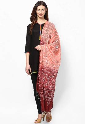 Shaded Cotton Hand Work Bandhej Dupatta 1