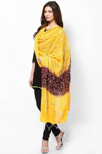 Yellow Brown Cotton Dupatta
