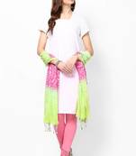 Pink Green Bandhej Cotton Dupatta
