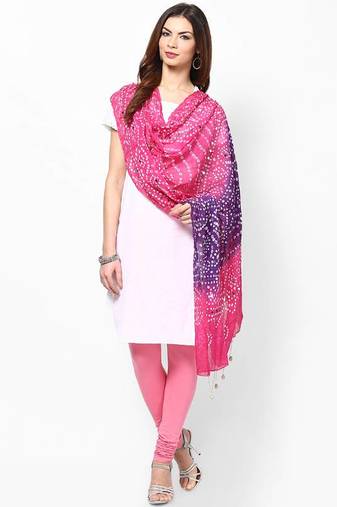Pink Purple Cotton Hand Work Dupatta