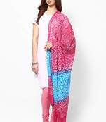 Pink Blue Cotton Bandhej Dupatta