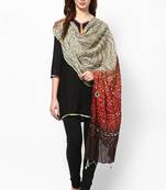 Tri-color cotton bandhej hand work dupatta