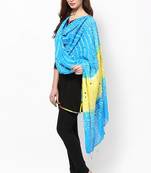 Amazing Yellow Blue Cotton Bandhej Dupatta