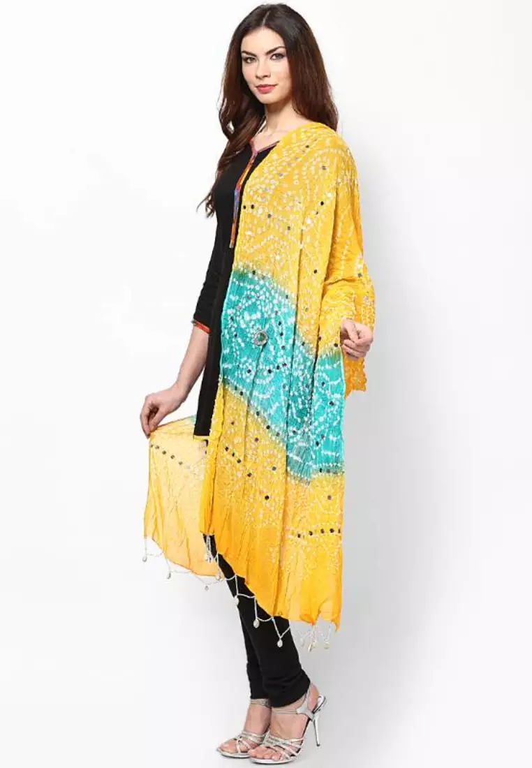 Yellow Green Cotton Dupatta