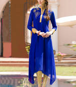 Royal Blue  Georgette embroidered semi stitched kurti