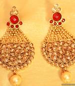 Antique Gold Ruby Polki Danglers