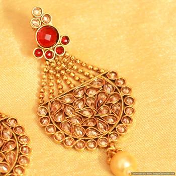 Antique Gold Ruby Polki Danglers 2