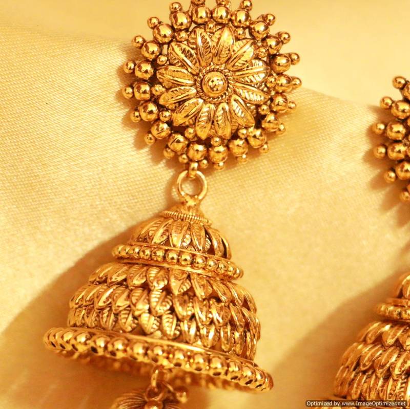 Antique Gold Look Polki Jhumka's Sanvi Jewels Pvt. Ltd. 1597850