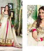 Shraddha Kapoor Vol 2 Cream & Pink Embroidered Long Anarkali Suit