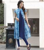 Blue printed cotton party wear kurtis