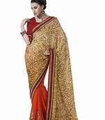 Multicolor embroidered chiffon saree with blouse