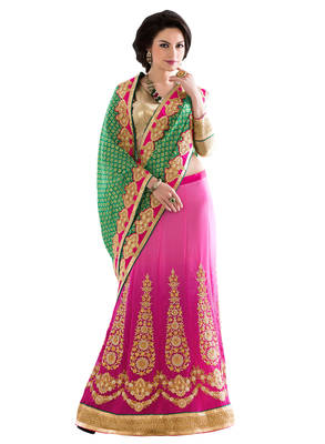 Green embroidered georgette saree with blouse 1