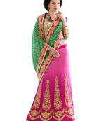 Green embroidered georgette saree with blouse