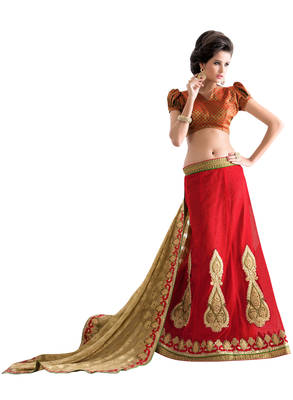 Red embroidered georgette saree with blouse 1