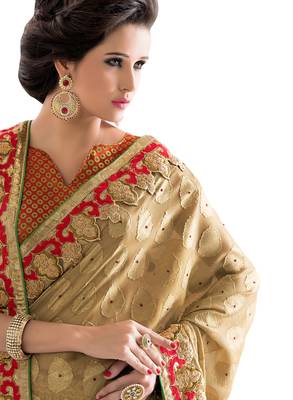 Red embroidered georgette saree with blouse 2