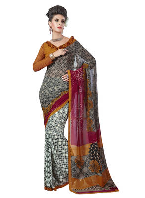 Multicolor printed georgette saree with blouse 1