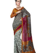 Multicolor printed georgette saree with blouse