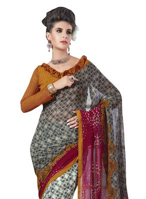 Multicolor printed georgette saree with blouse 2