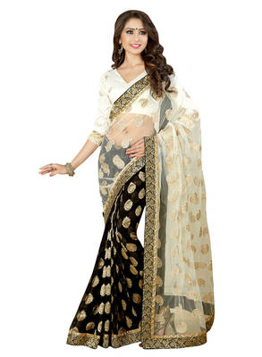 Multicolor embroidered net saree with blouse 1