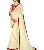 White embroidered georgette saree with blouse