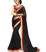 Black embroidered georgette saree with blouse